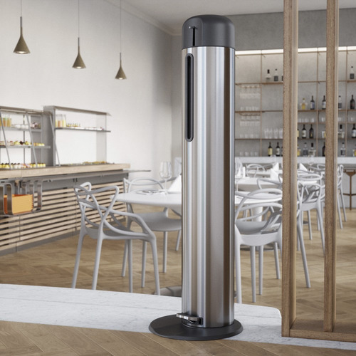 Imagem 2 de 6 de Dispenser Aço Inox Para Álcool Gel Com Pedal Brinox Totem