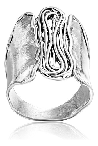 Anillo De Escudo De Declaracion De Plata De Ley Banda Ancha