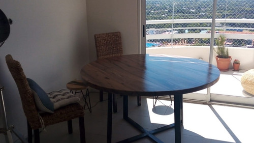 Imagen 5 de 8 de Mesa Redonda Industrial De Comedor Madera Dura Maciza 120cm