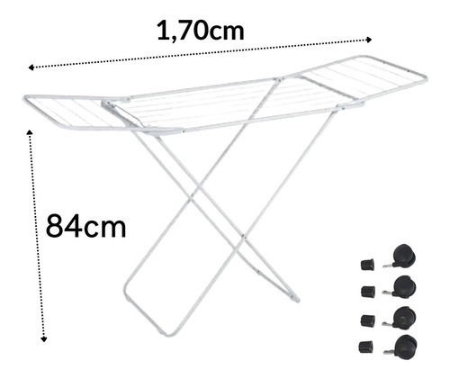 Varal Dobrável De Chão Em Aço - Medidas Cor Branco