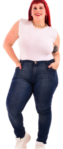 Jeans Chupin Tiro Alto Elastizado De Mujer Talles Especiales