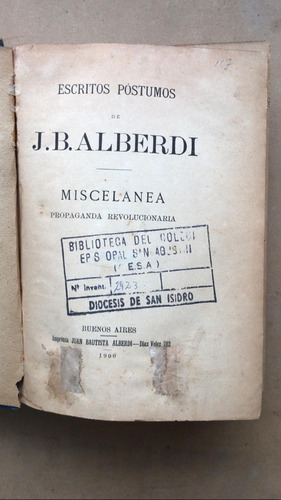 Escritos Postumos De J. B. Alberdi. Miscelanea