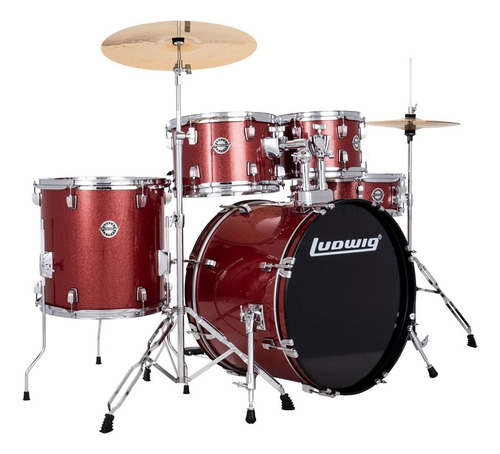 Batería 5tambores Ludwig Lc19514 Rojo Sparkle Y Accesorios