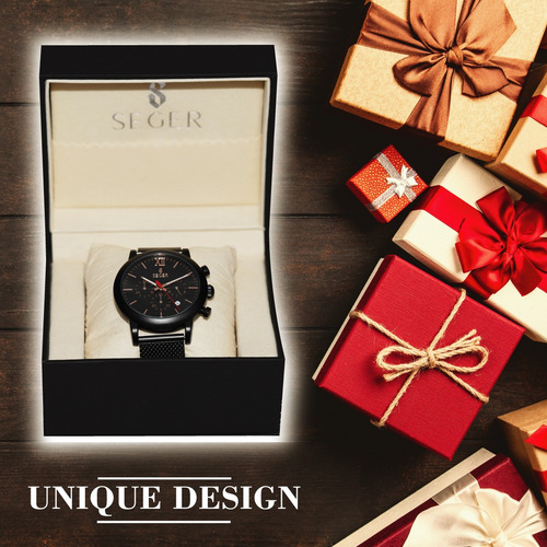 Reloj Hombre Seger 9203 Original Eeuu Casual Elegante Sport Color De La Malla Negro Color Del Fondo Negro