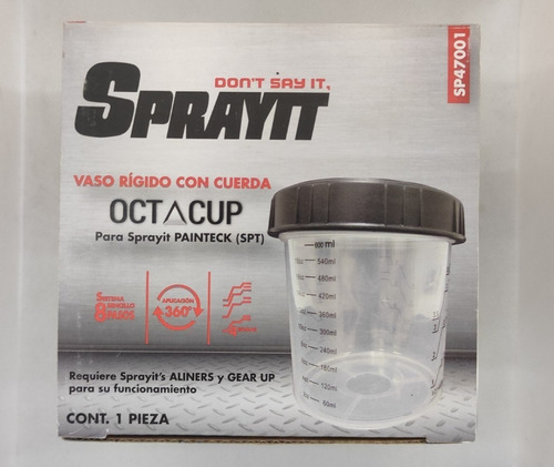 Vaso Rigido Octa Cup + Conector Gear Up Sprayit Painteck Spt