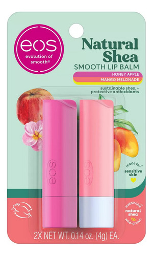 Eos Bálsamo Labial Mango Manzana Karité 100% Natural X 2