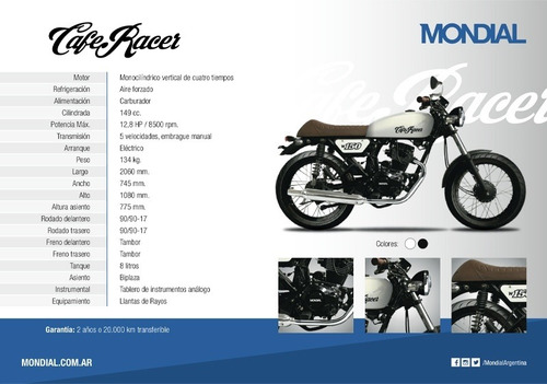 Imagen 4 de 4 de Mondial W150 Cafe Racer Anticipo Y 18 Cuotas De $12800