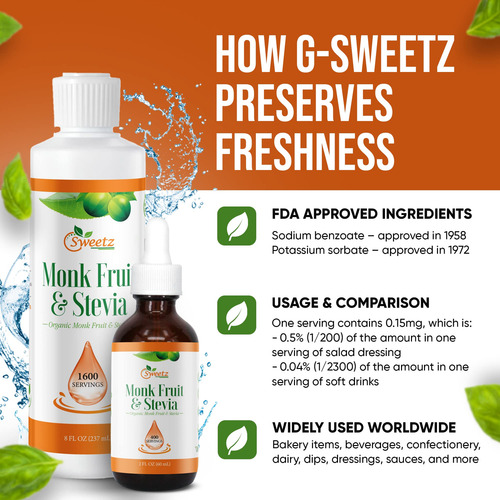 Gotas Edulcorantes Líquidas De Monk Fruit Y Stevia