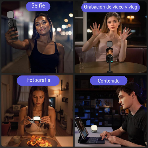 Luz Led Para Celulares Magnética + Espejo, Luz Para Selfie. Blanco