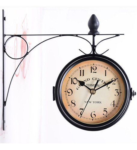 Reloj De Pared De Doble Cara Con Soporte De Pared