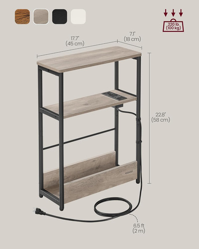 Mesa Auxiliar 3 Niveles Con Carga, Gris