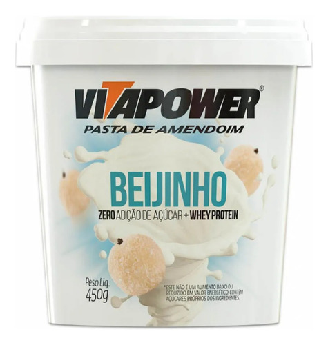 Pasta De Amendoim Vitapower Beijinho Com Whey 450g Pote