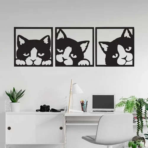 Cuadro Gatos Serie 2. 38 X 38 Cms, Mdf Pintado | Cuotas sin interés