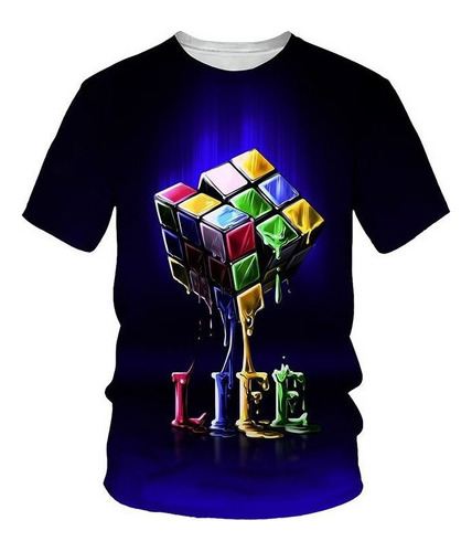 Nueva Polera Con Estampado 3d Del Cubo De Rubik A La Moda