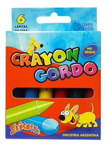 Lapices Crayones De Cera Gordos X6 Colores Señorita