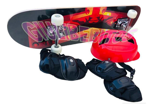 Set Skate + Casco + Protectores Con Estuche Outlet