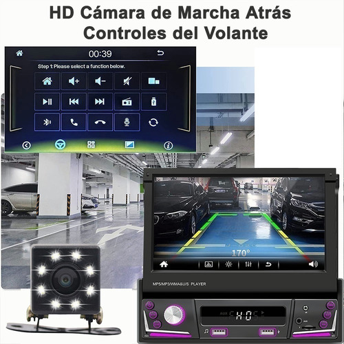 Autoestéreo 1 Din Bluetooth Retráctil 7 In Mirrorlink Cámara