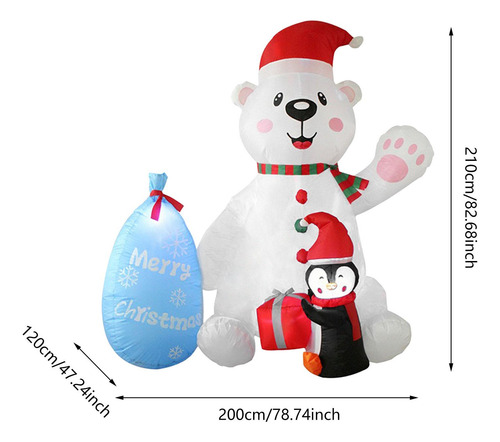 Oso De Pingüino Inflable Navideño De Con Luz, Decoración