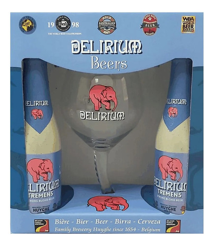 Kit Delirium Tremens - 2 Garrafas 330ml Com 1 Taça Delirium