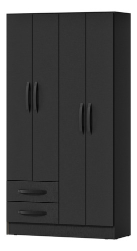 Mueble Ropero Armario Closet Placard Mulata 605mx 4 Puertas 3 Estantes Color Negro 91 X 172 X 35 Cm