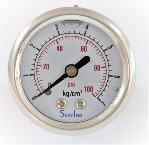 Manómetro De Ac Inox Conexion Trasera ¼ Presión: 0-100 Psi
