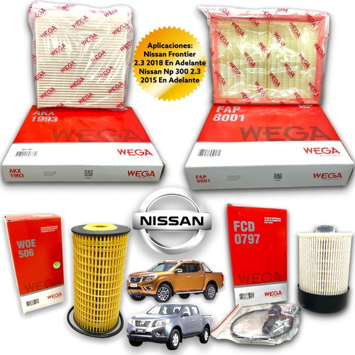 Kit 4 Filtros Nissan Frontier 2.3 Np 300 2.3 Dci 2015 A 2022