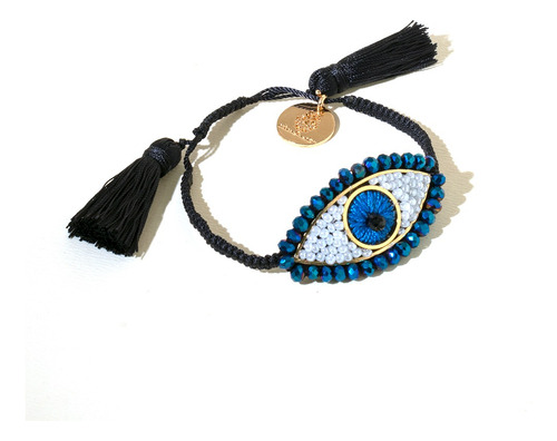 Pulsera Ojo Turco Centro Con Hilo Y Chaquira