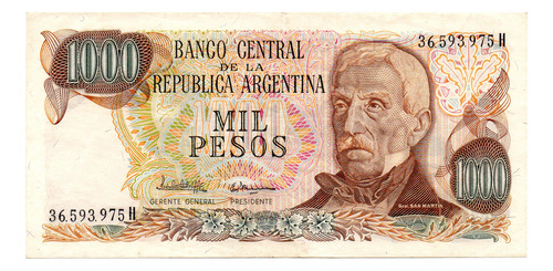 Billete 1000 Pesos Ley, Bottero 2457, Año 1981 Mb