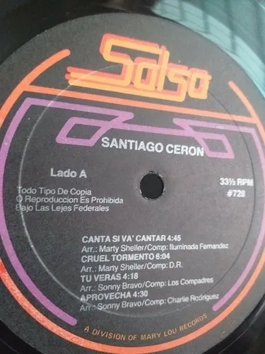 Santiago Cerón Canta Si Va A Cantar Lp Press Usa 1981 (Usado)