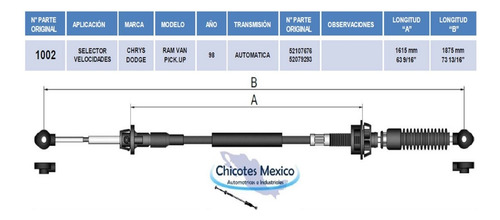 Chicote Selector De Velocidades Dodge Ram Van Pick.up