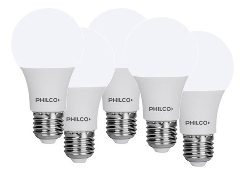 Pack 5 Lampara Led 9w Philco Luz Fria 60w E27 Pintumm