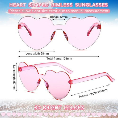 30 Gafas De Sol De Corazón Corazón Sin (rosa)