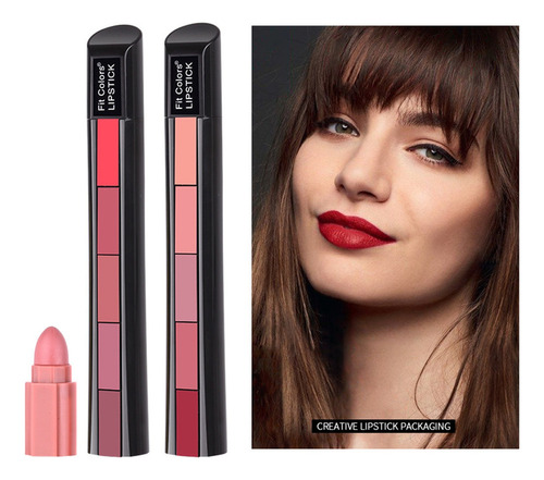 Lápiz Labial Mate Velvet Lip Gloss Nude, 5 Colores En 1