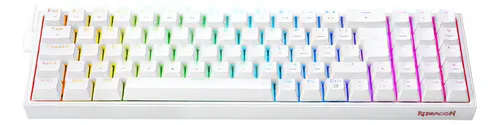 Teclado Pollux Rgb Switch Brown Redragon K628-rgb-w Branco Lunar White Português Abnt2