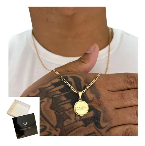 Cordão Masculino Ouro Moeda Antiga Não Perde A Cor Mais