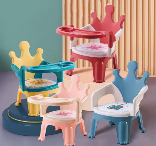 Silla Para Comer Portátil De Bebé Niños 2 En 1 Gav Azul Blanco