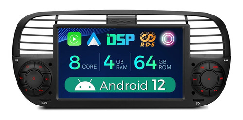 Estereo Coche Un Solo Din Para Fiat 500 Android 12 4