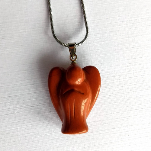 Imagen 2 de 5 de Collar Ángel De Jaspe Rojo 100% Natural