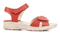 Comprar Sandalias Mujer Batistella De Cuero Rojo Confort Y Velcro
