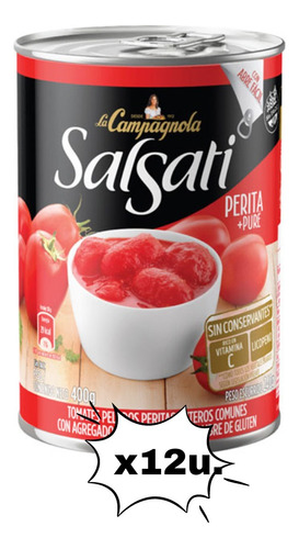  Pack 12 Latas Tomate Perita Salsati 400 Grs - Ya Golosinas