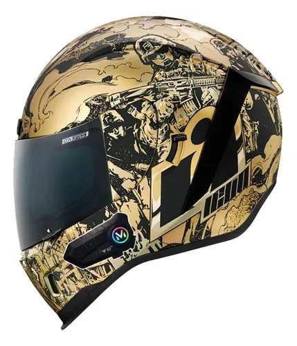 Casco Integral Icon + Intercomunicador + Visor De Color - As