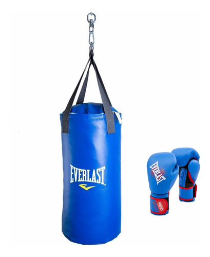 Kit Boxeo Everlast Saco + Guantes Box Kick Bolsa Puching