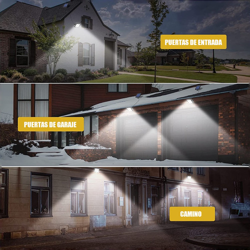 Pack 4 Focos Solares Potentes 250 Watts Carcasa Negro Luz Blanco Frío