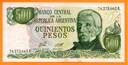 Billete 500 Pesos Ley, Bottero 2421, Año 1977 Exc - 