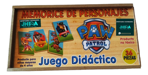 Memorice De Paw Patrol De Madera