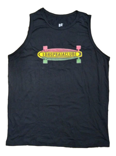 Camiseta Regata Long Praia Clube Preta Rasta - Tamanho Gg