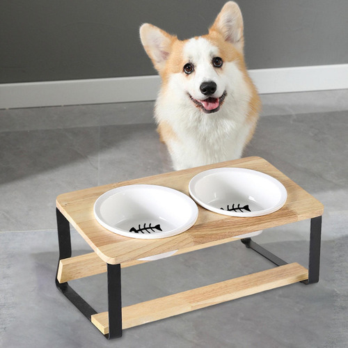 Cuencos S Para Gatos, Perros, Soporte De BambĂș De Pescado