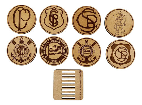 Imagem 4 de 7 de Porta Copos Escudos Chopp Kit 8 Unidades Corinthians Times