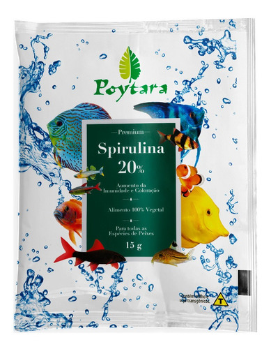 Alimento Suplementar Peixe Aquário Poytara Spirulina 20% 15g