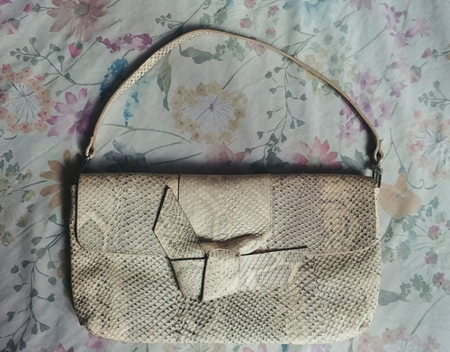 Cartera Mujer De Cuero Tipo Baguette Negra Y Serpiente Pr? 